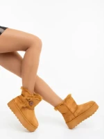 Дамски чизми камел от текстилен материал Andara