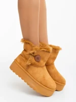 Дамски чизми камел от текстилен материал Andara