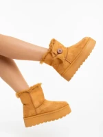 Дамски чизми камел от текстилен материал Andara