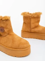 Дамски чизми камел от текстилен материал Andara