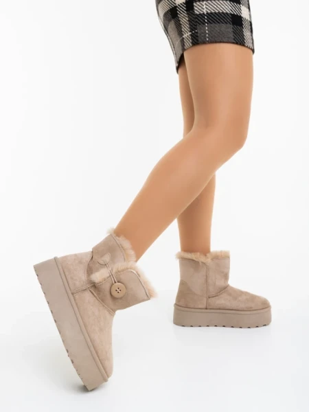 Дамски чизми бежови от текстилен материал Andara