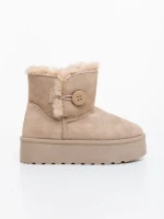 Дамски чизми бежови от текстилен материал Andara