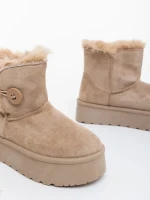 Дамски чизми бежови от текстилен материал Andara