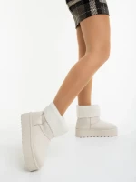 Дамски чизми светло бежови от текстилен материал Deraza