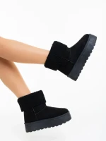 Дамски чизми черни от текстилен материал Deraza