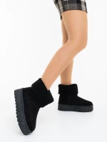 Дамски чизми черни от текстилен материал Deraza