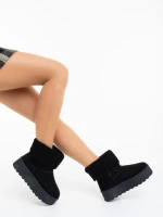 Дамски чизми черни от текстилен материал Deraza