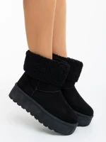 Дамски чизми черни от текстилен материал Deraza