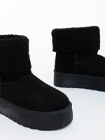 Дамски чизми черни от текстилен материал Deraza