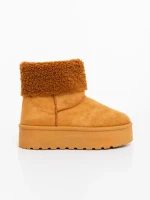 Дамски чизми камел от текстилен материал Deraza