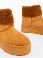 Дамски чизми камел от текстилен материал Deraza