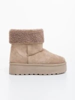 Дамски чизми бежови от текстилен материал Deraza