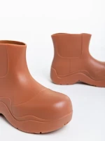 Дамски чизми тъмно бежови от каучук Apolena