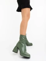 Дамски боти с ток зелени от екологична кожа Wilfreda