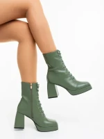 Дамски боти с ток зелени от екологична кожа Wilfreda