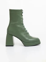 Дамски боти с ток зелени от екологична кожа Wilfreda