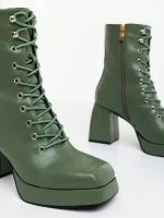 Дамски боти с ток зелени от екологична кожа Wilfreda