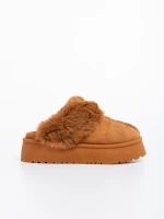 Дамски чехли камел от текстилен материал Lyzbeth