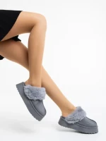 Дамски чехли сиви от текстилен материал Lyzbeth