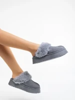 Дамски чехли сиви от текстилен материал Lyzbeth