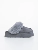 Дамски чехли сиви от текстилен материал Lyzbeth