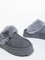 Дамски чехли сиви от текстилен материал Lyzbeth