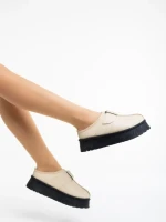 Дамски чехли бежови от еко кожа Aulii