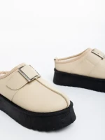 Дамски чехли бежови от еко кожа Aulii