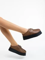 Дамски чехли каки от еко кожа Aulii