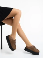 Дамски чехли каки от еко кожа Aulii