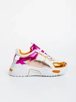 Дамски спортни обувки оранжеви от екологична кожа и текстилен  материал Reena