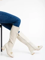 Дамски чизми бежови светло от еко кожа Karlee