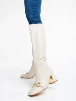 Дамски чизми бежови светло от еко кожа Karlee