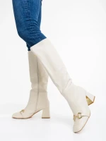 Дамски чизми бежови светло от еко кожа Karlee