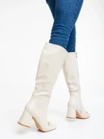 Дамски чизми бежови светло от еко кожа Karlee