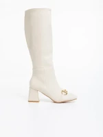 Дамски чизми бежови светло от еко кожа Karlee