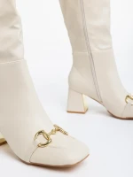 Дамски чизми бежови светло от еко кожа Karlee