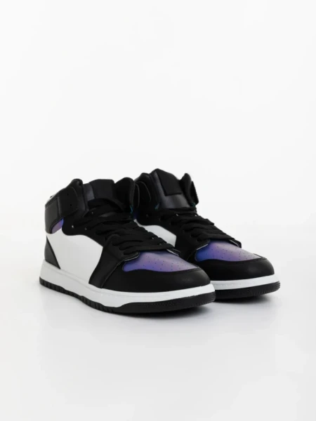 Мъжки спортни обувки тюркоаз с черно от екологична кожа Monty