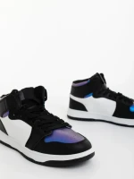 Мъжки спортни обувки тюркоаз с черно от екологична кожа Monty