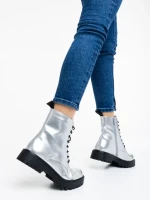 Дамски боти сребристи от еко кожа лачена Mahina