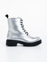 Дамски боти сребристи от еко кожа лачена Mahina