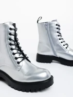 Дамски боти сребристи от еко кожа лачена Mahina