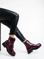 Дамски боти грена от еко кожа лачена Mahina