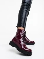 Дамски боти грена от еко кожа лачена Mahina