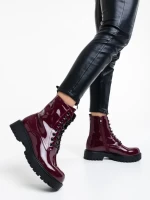 Дамски боти грена от еко кожа лачена Mahina