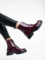 Дамски боти грена от еко кожа лачена Mahina