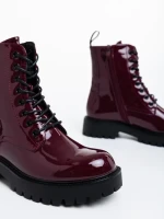 Дамски боти грена от еко кожа лачена Mahina