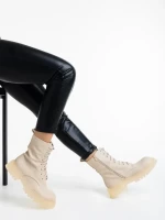 Дамски боти бежови от еко кожа Maryse