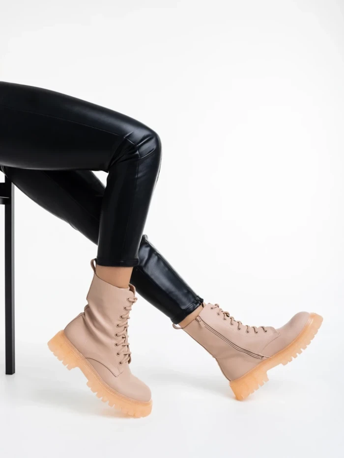 Дамски боти розови от еко кожа Maryse