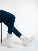 Дамски боти бели от еко кожа Maryse